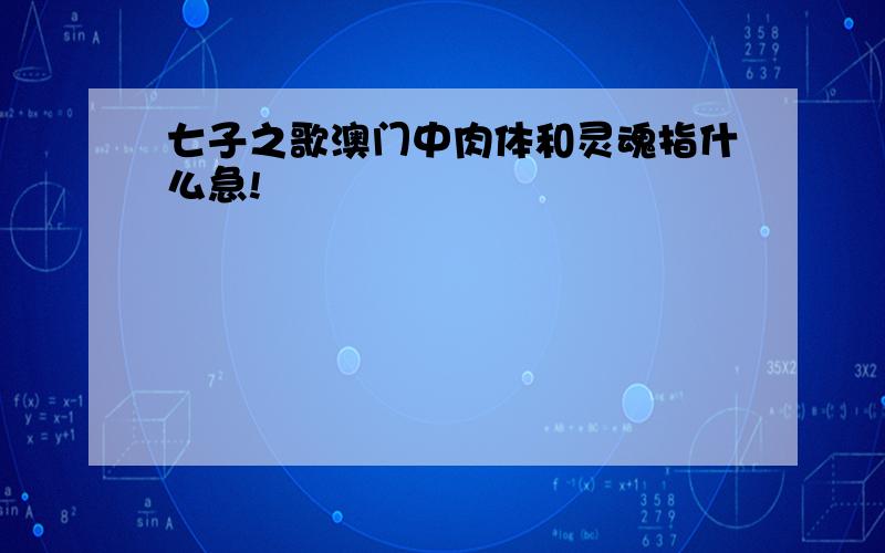 七子之歌澳门中肉体和灵魂指什么急!