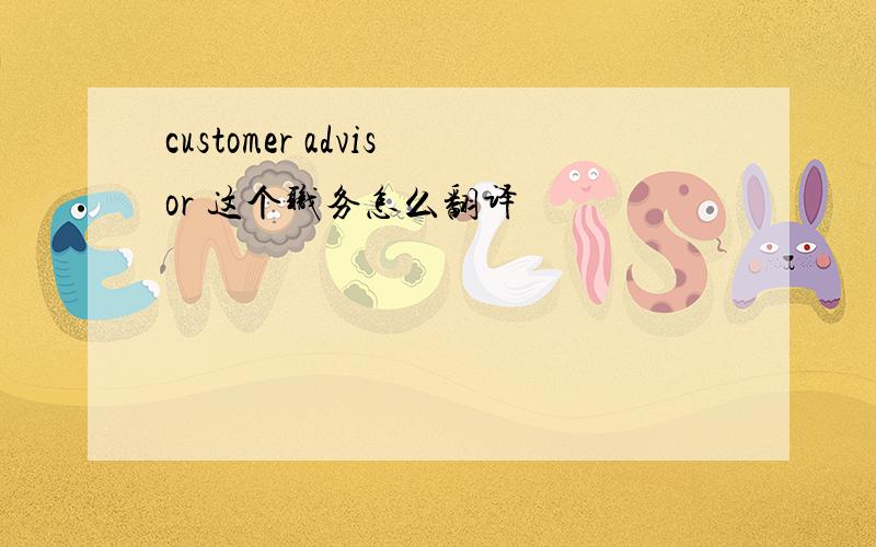 customer advisor 这个职务怎么翻译