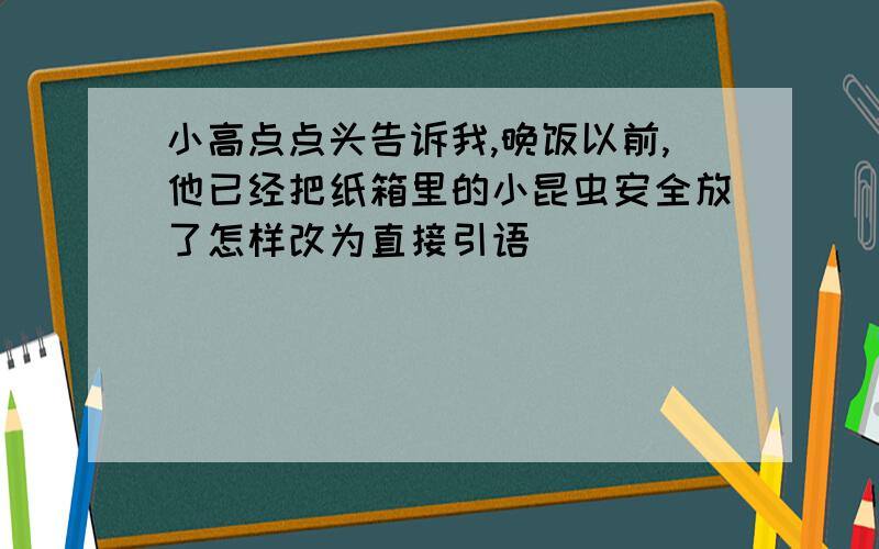 小高点点头告诉我,晚饭以前,他已经把纸箱里的小昆虫安全放了怎样改为直接引语