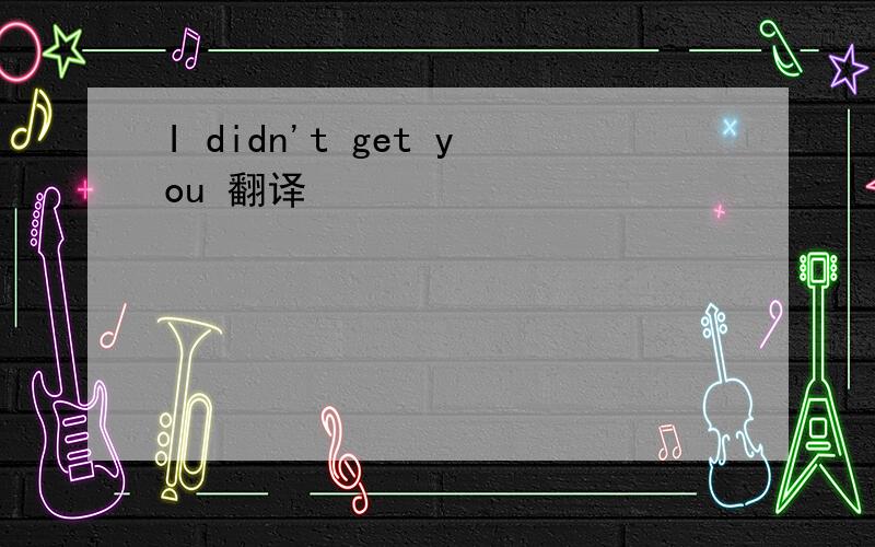 I didn't get you 翻译