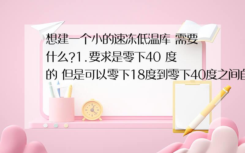 想建一个小的速冻低温库 需要什么?1.要求是零下40 度的 但是可以零下18度到零下40度之间自己调吗？2.要什么保温材料 要多厚的？保温效果要求好的！3.需要怎么搭配机组？要经用些......最