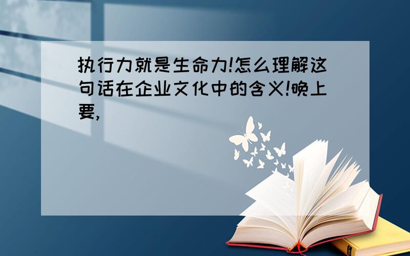 执行力就是生命力!怎么理解这句话在企业文化中的含义!晚上要,