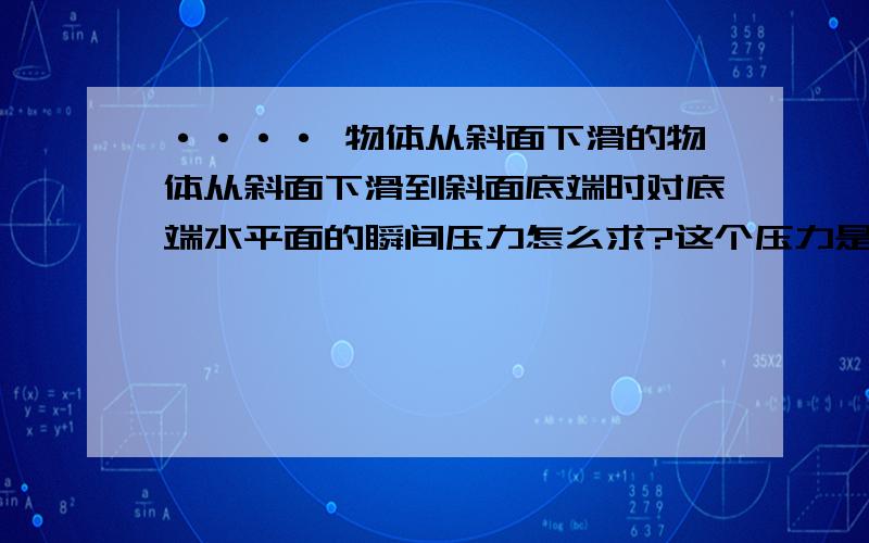 ···· 物体从斜面下滑的物体从斜面下滑到斜面底端时对底端水平面的瞬间压力怎么求?这个压力是怎样产生的?