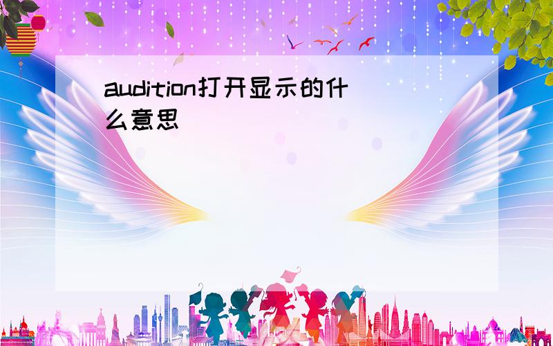 audition打开显示的什么意思