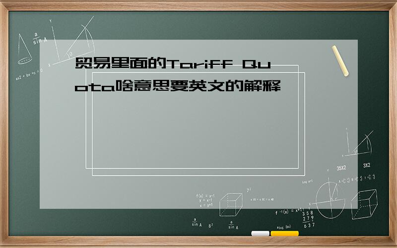 贸易里面的Tariff Quota啥意思要英文的解释