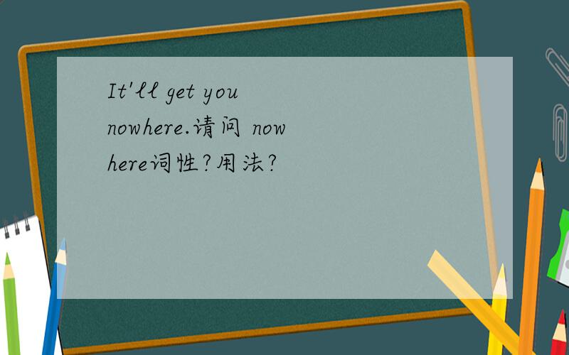 It'll get you nowhere.请问 nowhere词性?用法?