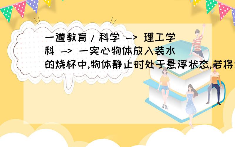 一道教育/科学 -> 理工学科 -> 一实心物体放入装水的烧杯中,物体静止时处于悬浮状态,若将该物体分成大小不同的两块,仍然放入盛水烧杯中,会怎样?