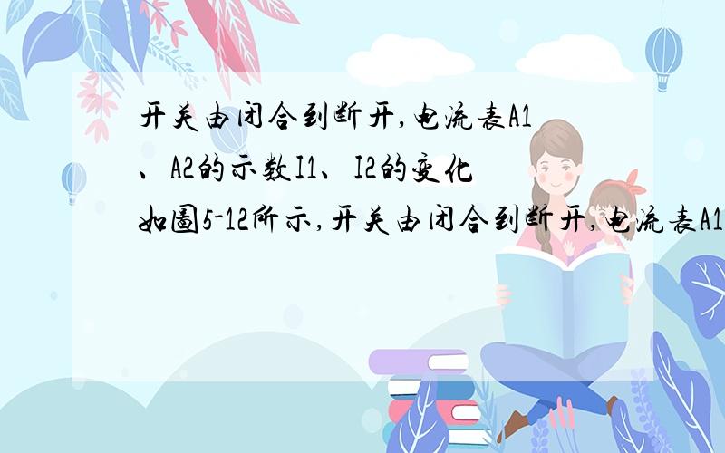 开关由闭合到断开,电流表A1、A2的示数I1、I2的变化如图5-12所示,开关由闭合到断开,电流表A1、A2的示数I1、I2的变化（ ）A．I1变小,I2变大 B．I1不变,I2变大 C．I1变大,I2变小 D．I1不变,I2变小为什