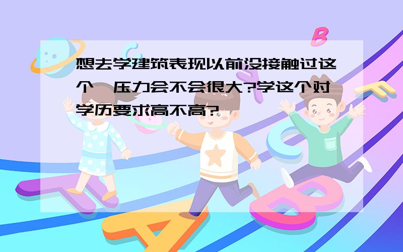 想去学建筑表现以前没接触过这个,压力会不会很大?学这个对学历要求高不高?