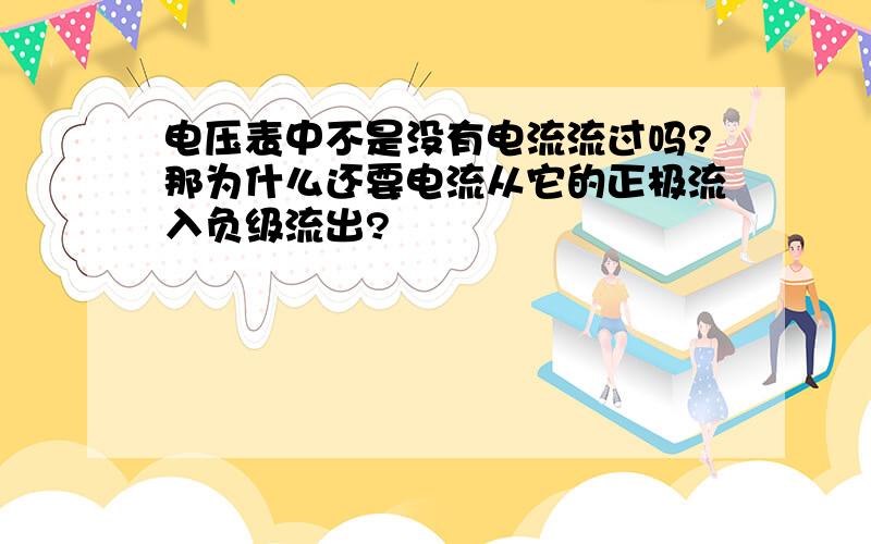 电压表中不是没有电流流过吗?那为什么还要电流从它的正极流入负级流出?