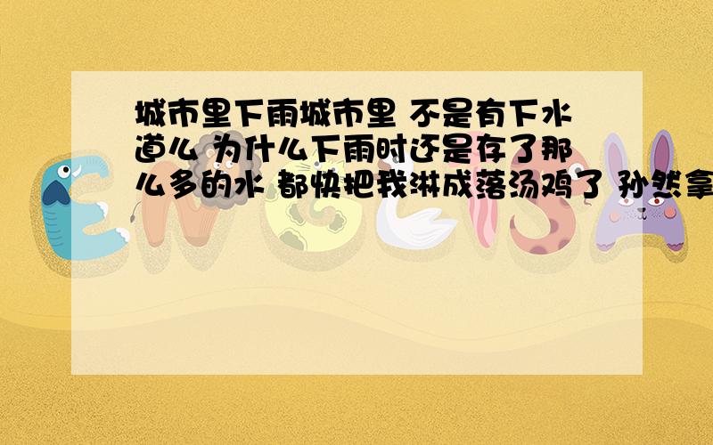 城市里下雨城市里 不是有下水道么 为什么下雨时还是存了那么多的水 都快把我淋成落汤鸡了 孙然拿着雨伞