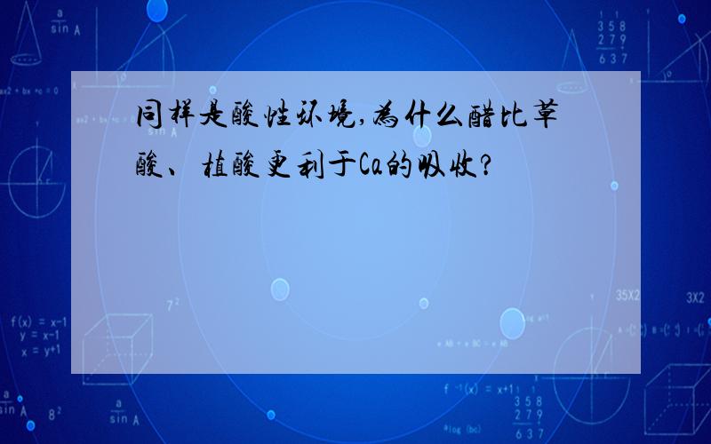 同样是酸性环境,为什么醋比草酸、植酸更利于Ca的吸收?