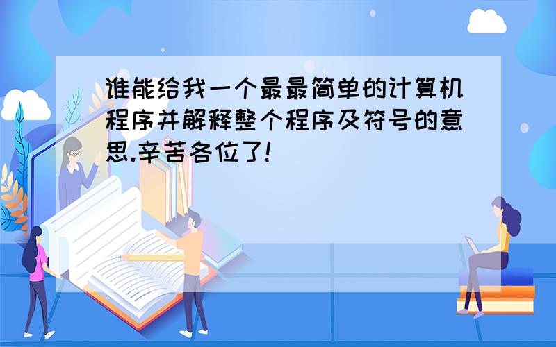 谁能给我一个最最简单的计算机程序并解释整个程序及符号的意思.辛苦各位了!