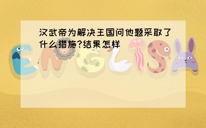 汉武帝为解决王国问他题采取了什么措施?结果怎样