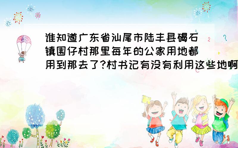 谁知道广东省汕尾市陆丰县碣石镇围仔村那里每年的公家用地都用到那去了?村书记有没有利用这些地啊?这么多年干嘛每届都是那个人当村委书记的?镇府有没有派上面的干部下来监督的啊?