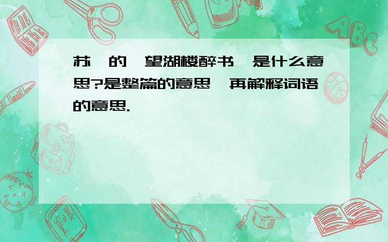 苏轼的《望湖楼醉书》是什么意思?是整篇的意思,再解释词语的意思.