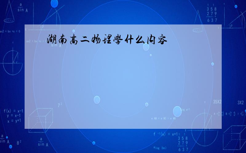 湖南高二物理学什么内容