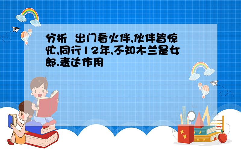 分析  出门看火伴,伙伴皆惊忙,同行12年,不知木兰是女郎.表达作用