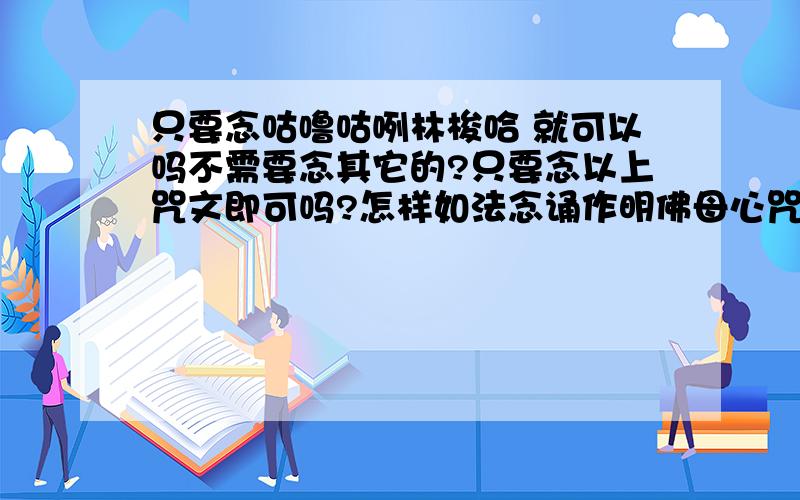 只要念咕噜咕咧林梭哈 就可以吗不需要念其它的?只要念以上咒文即可吗?怎样如法念诵作明佛母心咒?