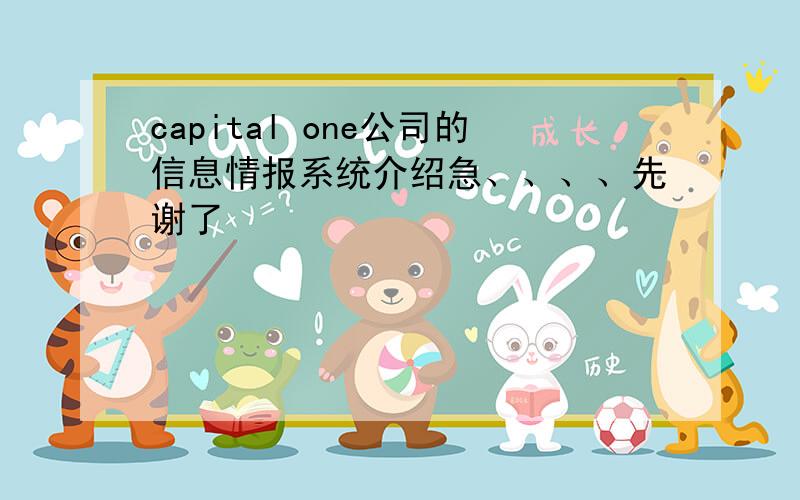 capital one公司的信息情报系统介绍急、、、、先谢了