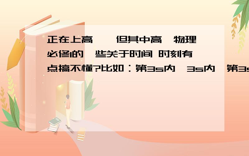 正在上高一,但其中高一物理 必修1的一些关于时间 时刻有点搞不懂?比如：第3s内,3s内,第3s末,等等各种不同的说法各表达什么意思?谢谢