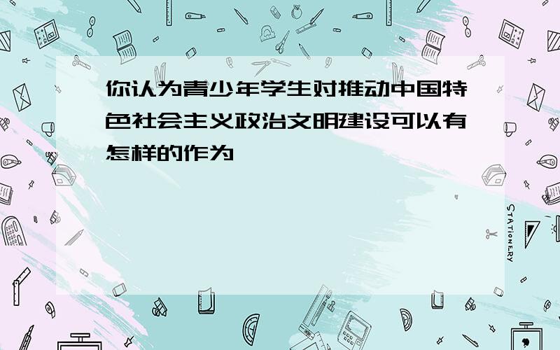 你认为青少年学生对推动中国特色社会主义政治文明建设可以有怎样的作为