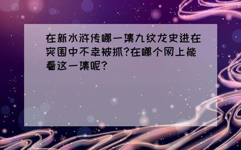 在新水浒传哪一集九纹龙史进在突围中不幸被抓?在哪个网上能看这一集呢?