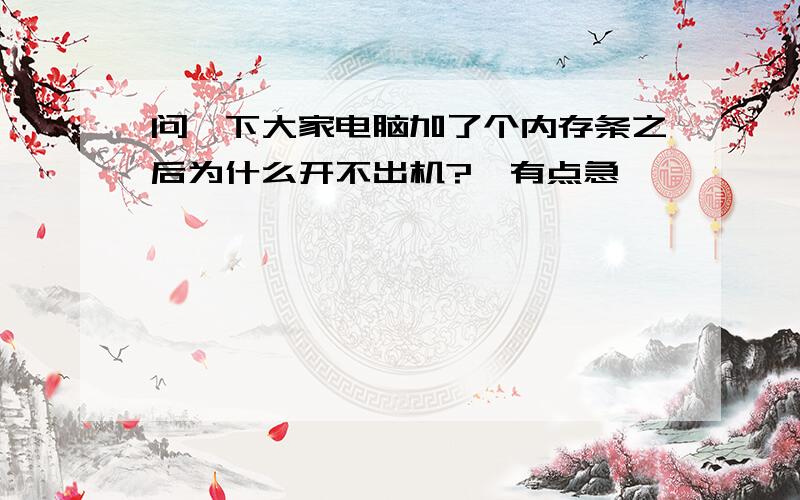 问一下大家电脑加了个内存条之后为什么开不出机?　有点急,