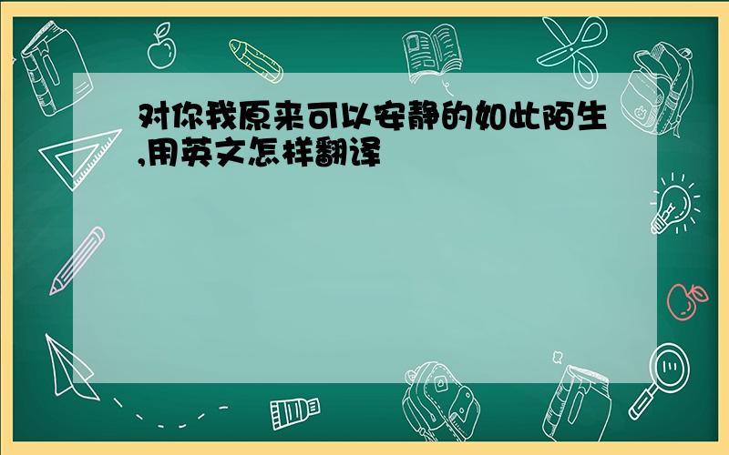 对你我原来可以安静的如此陌生,用英文怎样翻译