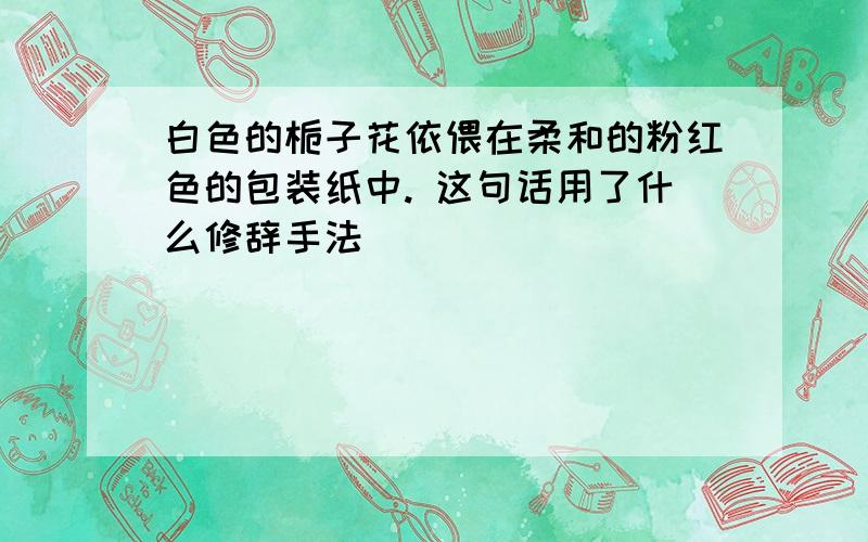 白色的栀子花依偎在柔和的粉红色的包装纸中. 这句话用了什么修辞手法