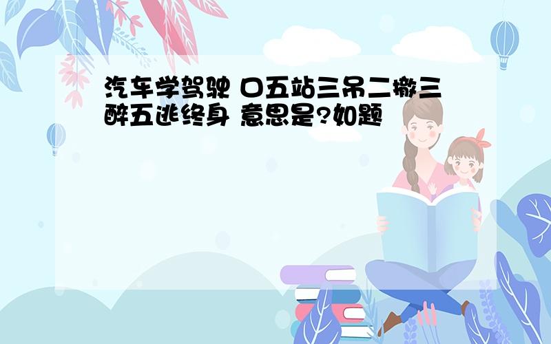 汽车学驾驶 口五站三吊二撤三醉五逃终身 意思是?如题