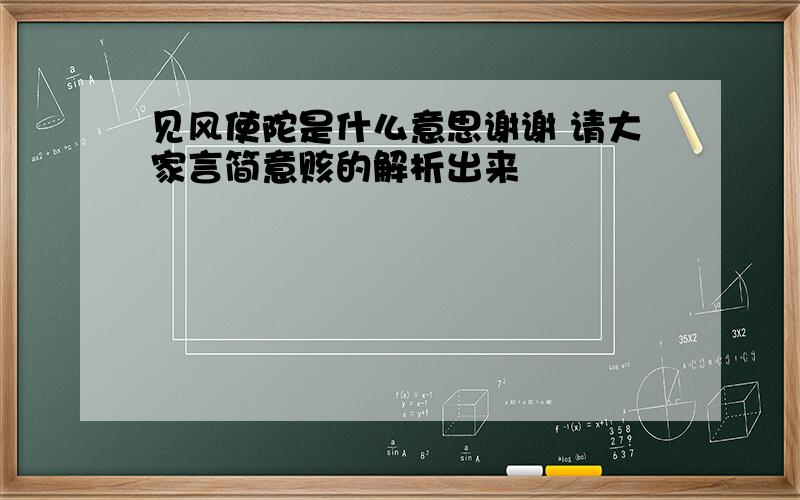 见风使陀是什么意思谢谢 请大家言简意赅的解析出来