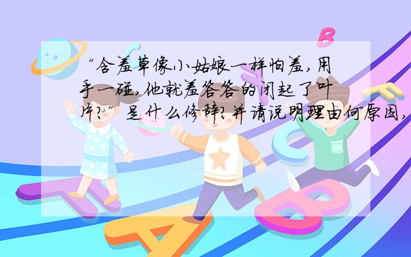 “含羞草像小姑娘一样怕羞,用手一碰,他就羞答答的闭起了叶片?”是什么修辞?并请说明理由何原因,