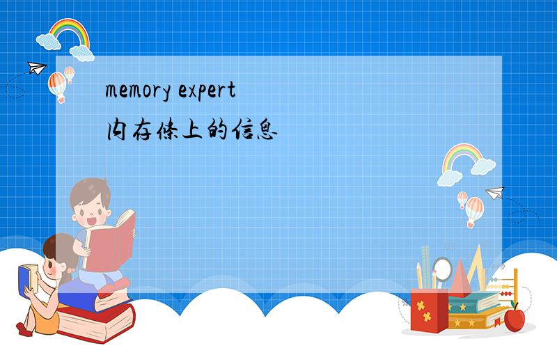 memory expert 内存条上的信息