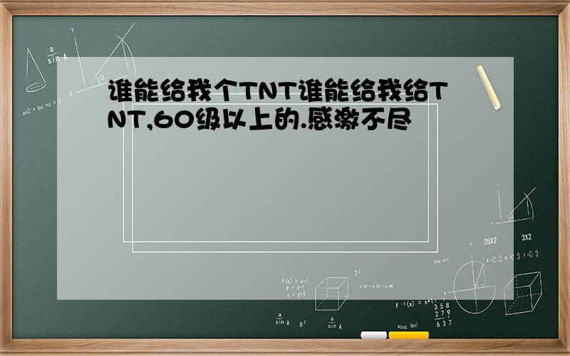 谁能给我个TNT谁能给我给TNT,60级以上的.感激不尽