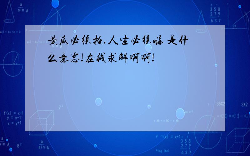 黄瓜必须拍,人生必须嗨 是什么意思!在线求解啊啊!