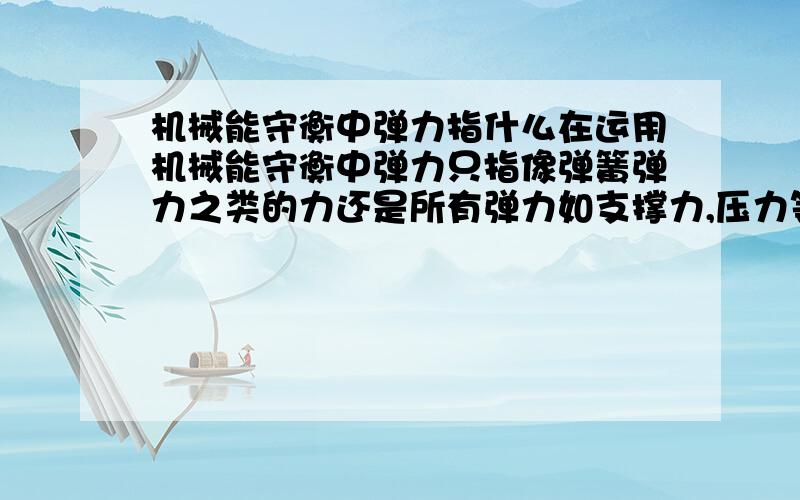 机械能守衡中弹力指什么在运用机械能守衡中弹力只指像弹簧弹力之类的力还是所有弹力如支撑力,压力等等 希望大哥大姐能帮我解答