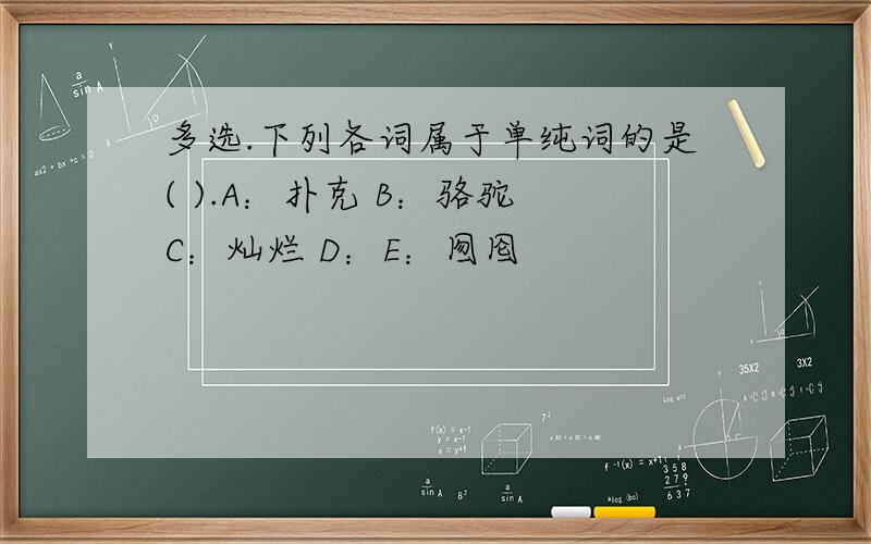 多选.下列各词属于单纯词的是( ).A：扑克 B：骆驼 C：灿烂 D：E：囫囵