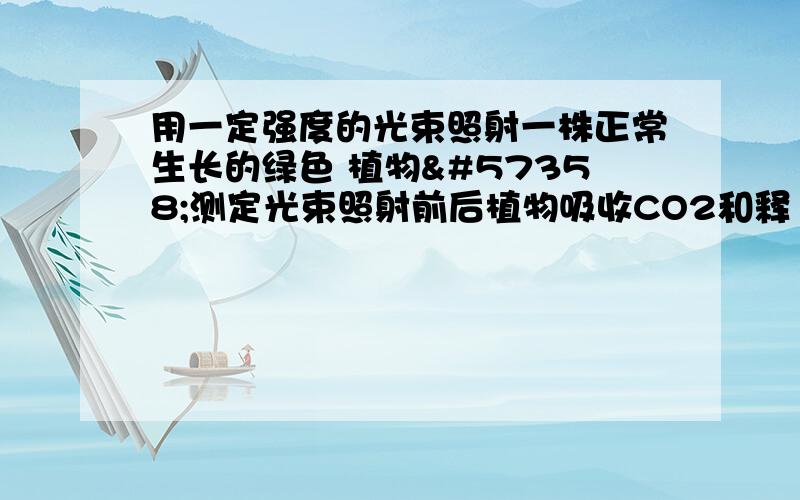 用一定强度的光束照射一株正常生长的绿色 植物测定光束照射前后植物吸收CO2和释 放O2量的变化怎么选出来的?即其它选项都错在哪里?