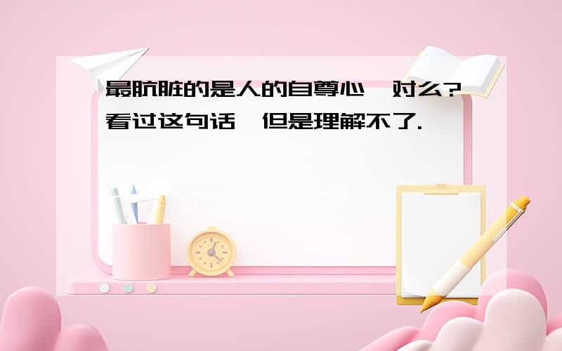 最肮脏的是人的自尊心,对么?看过这句话,但是理解不了.