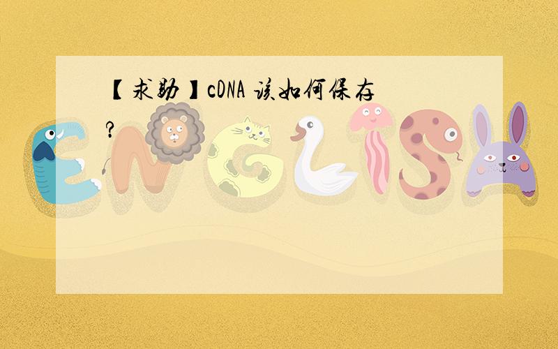 【求助】cDNA 该如何保存?