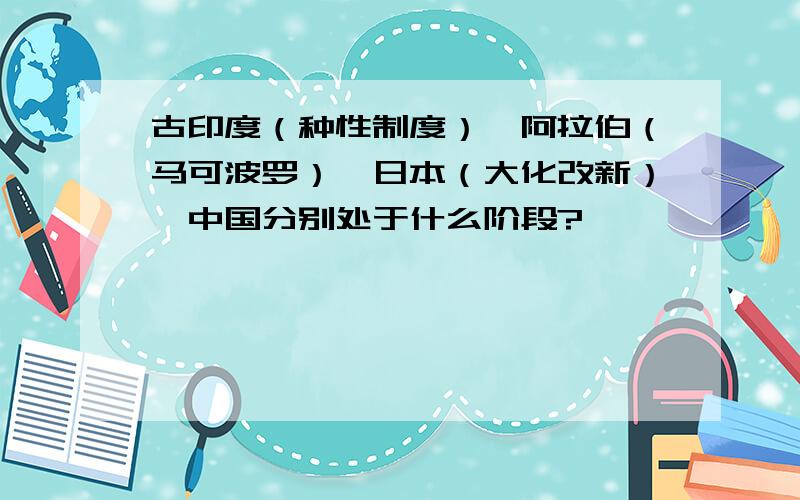 古印度（种性制度）,阿拉伯（马可波罗）,日本（大化改新）,中国分别处于什么阶段?