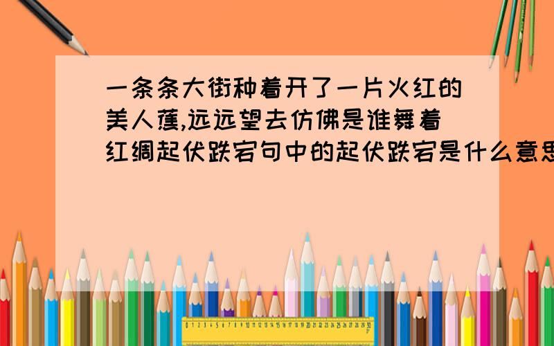 一条条大街种着开了一片火红的美人蕉,远远望去仿佛是谁舞着红绸起伏跌宕句中的起伏跌宕是什么意思?如题