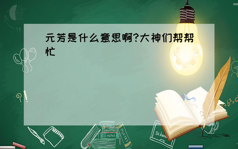 元芳是什么意思啊?大神们帮帮忙