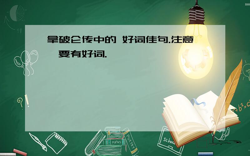 拿破仑传中的 好词佳句.注意,要有好词.