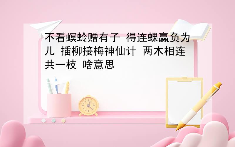 不看螟蛉赠有子 得连蜾赢负为儿 插柳接梅神仙计 两木相连共一枝 啥意思