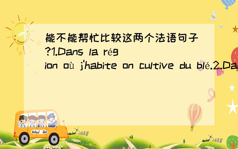 能不能帮忙比较这两个法语句子?1.Dans la région où j'habite on cultive du blé.2.Dans la région d'où je viens la culture principale est le riz.两个句子感觉差不多,一个是 habiter en 一个是 venir de ,为什么一个直接