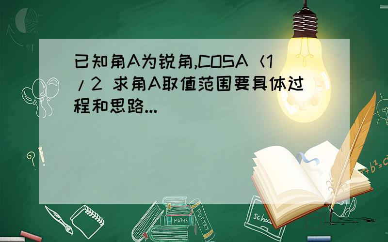 已知角A为锐角,COSA＜1/2 求角A取值范围要具体过程和思路...