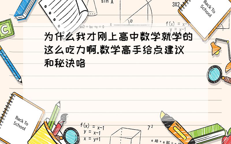 为什么我才刚上高中数学就学的这么吃力啊.数学高手给点建议和秘诀咯