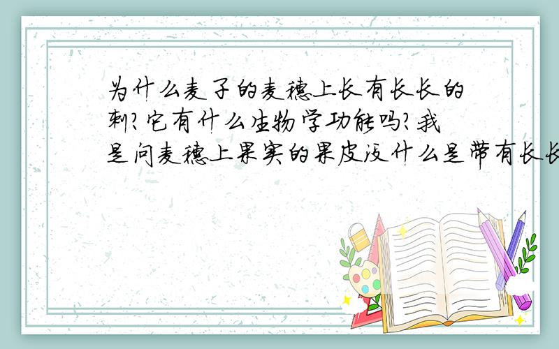 为什么麦子的麦穗上长有长长的刺?它有什么生物学功能吗?我是问麦穗上果实的果皮没什么是带有长长的刺的那种形状?它为什么是这样的!为什么